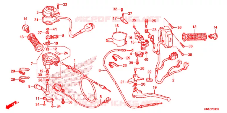 LEVIER DE GUIDON - CABLE - COMMODO Honda ATV 680 FOURTRAX 2017  TRX680FAH