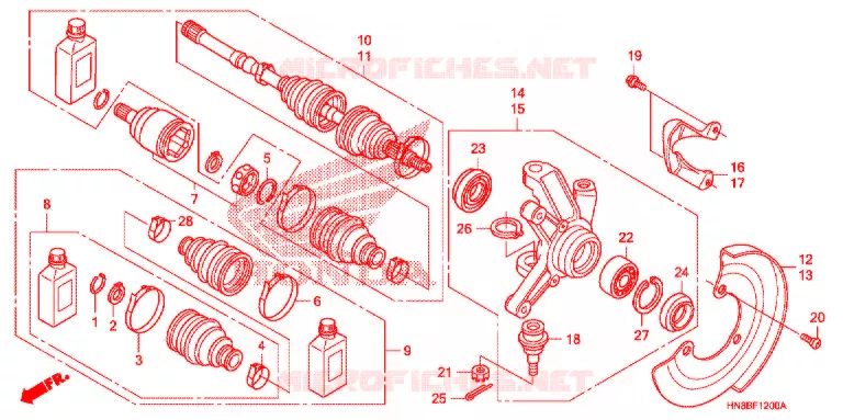 ARBRE DE ROUE AVANT Honda ATV 680 FOURTRAX 2010  TRX680FGAA