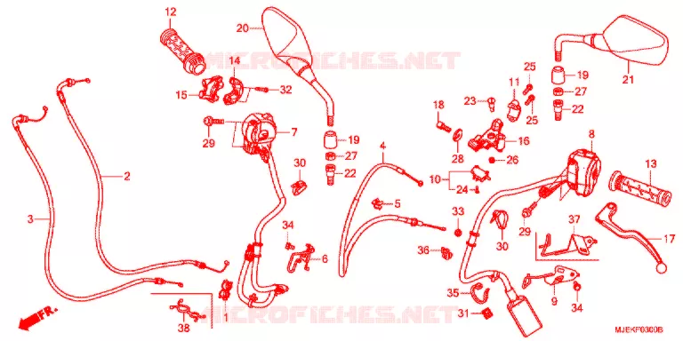 LEVIER DE GUIDON - CABLE - COMMODO Honda MOTO 650 CBF 2016  CB650FAE