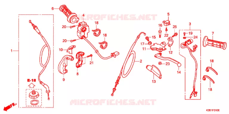 LEVIER DE GUIDON - CABLE - COMMODO Honda MOTO 125 CRF 2016  CRF125FBE