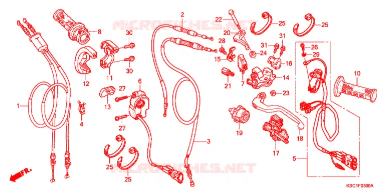 LEVIER DE GUIDON - CABLE - COMMODO Honda MOTO 250 CRF 2012  CRF250XC