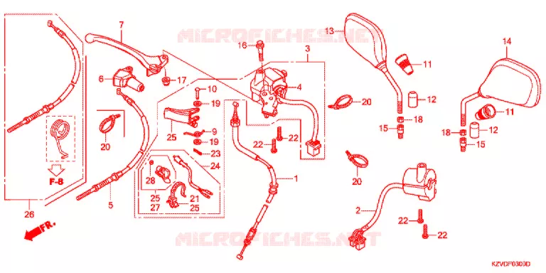 LEVIER DE GUIDON - CABLE - COMMODO Honda MOTO 110 CUB 2017  NBC110BNG_MD