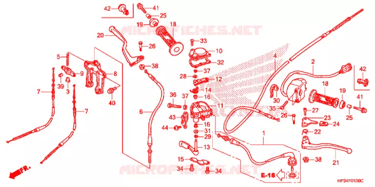 LEVIER DE GUIDON - CABLE - COMMODO Honda ATV 90 FOURTRAX 2007  TRX90EX7