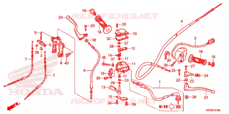 LEVIER DE GUIDON - CABLE - COMMODO Honda ATV 90 FOURTRAX 2016  TRX90XG