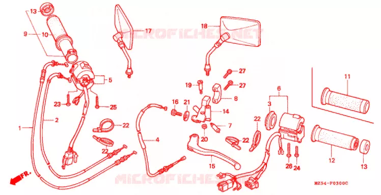 COMMODOS - POIGNEES Honda MOTO 750 VF 1996  VF750CDT
