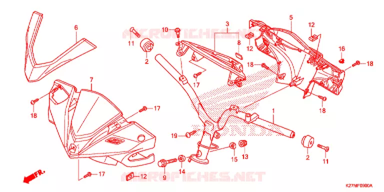 GUIDON - CARENAGE Honda SCOOTER 125 AIR-BLADE 2015  ACA125CBFE