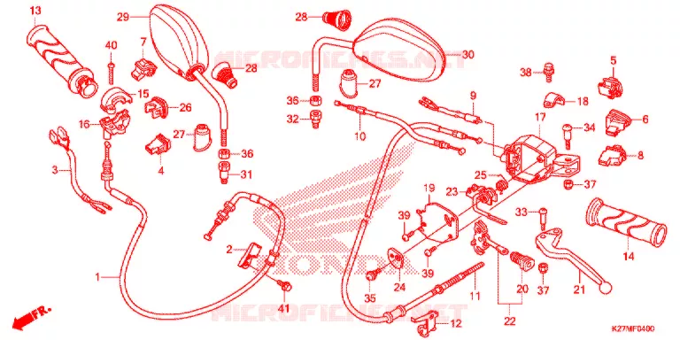 LEVIER DE GUIDON - CABLE - COMMODO Honda SCOOTER 125 AIR-BLADE 2014  ACA125CBFE