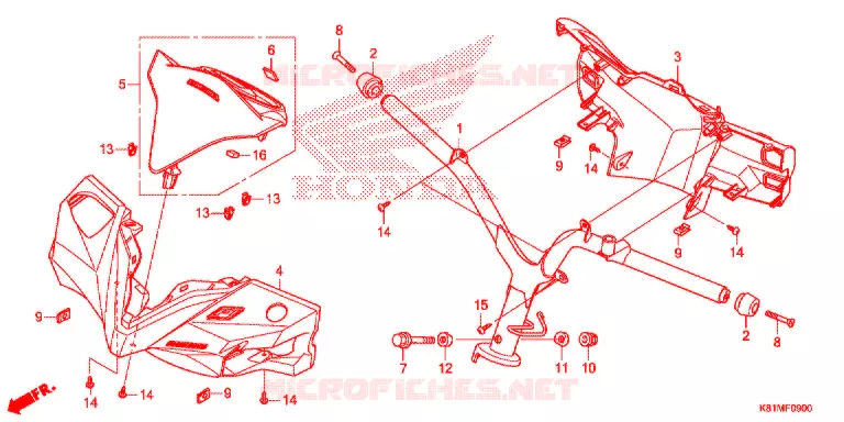 GUIDON - CARENAGE Honda SCOOTER 110 BEAT 2016  ACH110CBFH