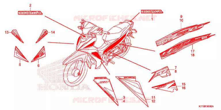 AUTOCOLLANTS Honda MOTO 110 WAVE 2017  AFS110MCSH