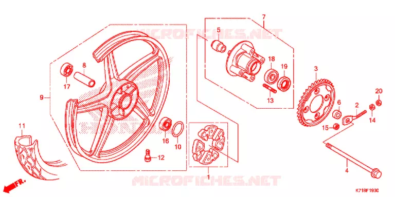 ROUE ARRIERE (AFS110MCS) Honda MOTO 110 WAVE 2017  AFS110MCSH