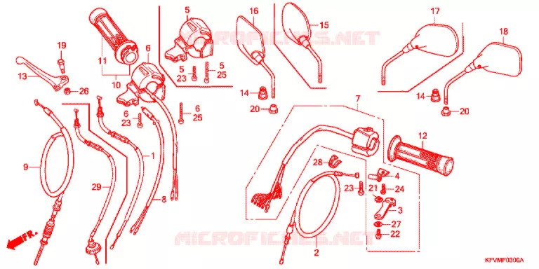 LEVIER DE GUIDON - CABLE - COMMODO Honda MOTO 100 C100 2013  C100MD_MA