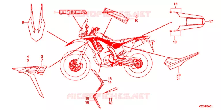 AUTOCOLLANTS (CRF250RL/RLA/RLD/RDA) Honda MOTO 250 CRF 2017  CRF250RLH
