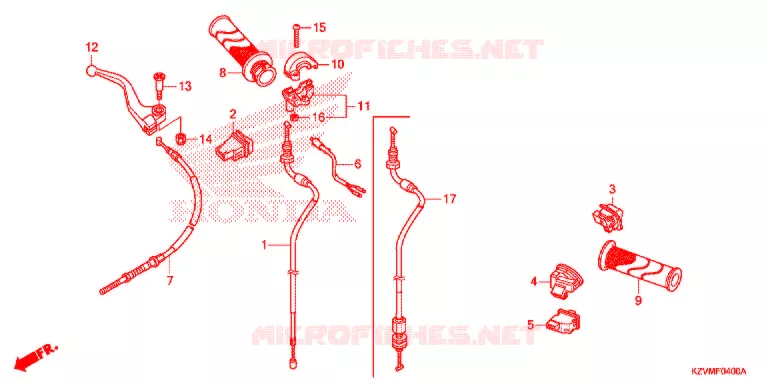 LEVIER DE GUIDON - CABLE - COMMODO Honda MOTO 110 EX5 2014  NBC110KDFF