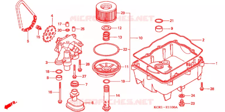 FILTRE A HUILE - CARTER D'HUILE - POMPE A HUILE Honda MOTO 250 MAGNA 2002  VT250C1