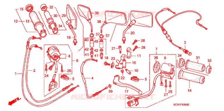 LEVIER DE GUIDON - CABLE - COMMODO Honda MOTO 250 MAGNA 2005  VT250C5