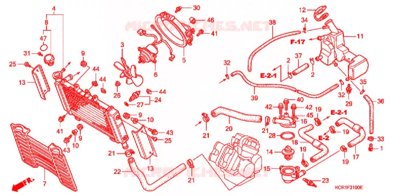 RADIATEUR Honda MOTO 250 MAGNA 1994  VT250CR_II