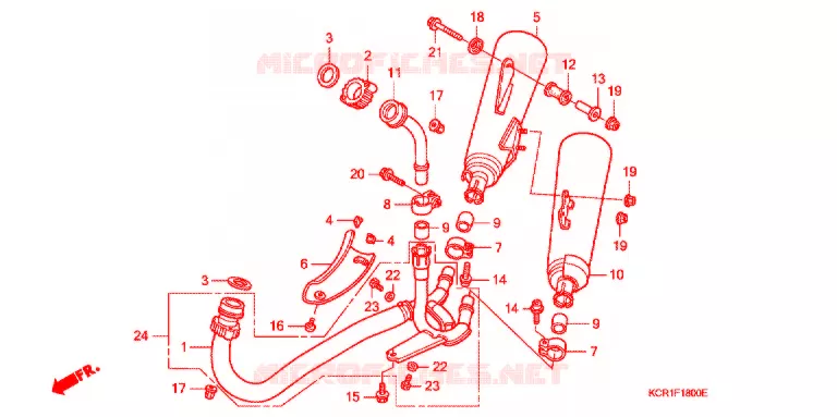 SILENCIEUX D'ECHAPPEMENT Honda MOTO 250 MAGNA 1995  VT250CR_II
