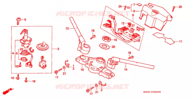 GUIDON - TE DE FOURCHE Honda MOTO 250 VT 1988  VT250FJ