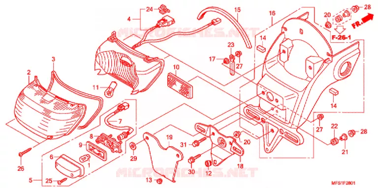 FEU ARRIERE (VT400C2/C2F) Honda MOTO 400 SHADOW 2012  VT400C2F9