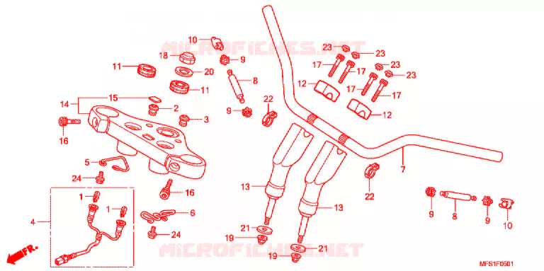 GUIDON - TE DE FOURCHE (VT400C2/C2F) Honda MOTO 400 SHADOW 2012  VT400C2F9