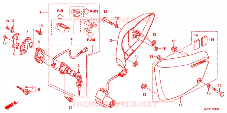 COUVERCLES LATERAUX Honda MOTO 400 VT 2014  VT400SB