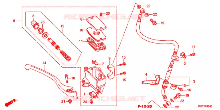MAITRE CYLINDRE DE FREIN AVANT Honda MOTO 400 VT 2011  VT400SB