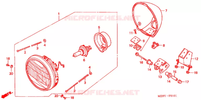 PHARE (VT600C1/C2/CD1) Honda MOTO 600 SHADOW 2002  VT600C2