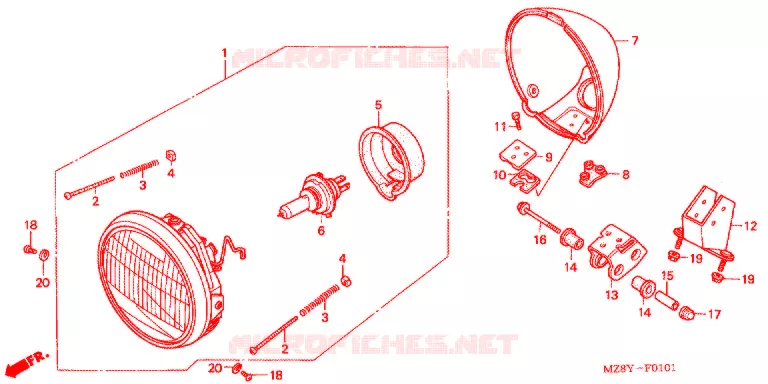 PHARE (VT600C1/C2/CD1) Honda MOTO 600 SHADOW 2003  VT600C3