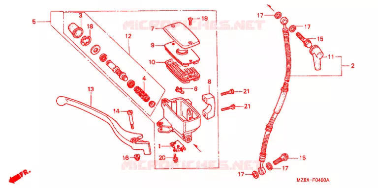 MAITRE CYLINDRE DE FREIN AVANT Honda MOTO 600 SHADOW 2001  VT600CD1