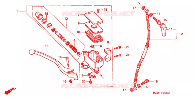 MAITRE CYLINDRE DE FREIN AVANT Honda MOTO 600 SHADOW 2000  VT600CD2Y