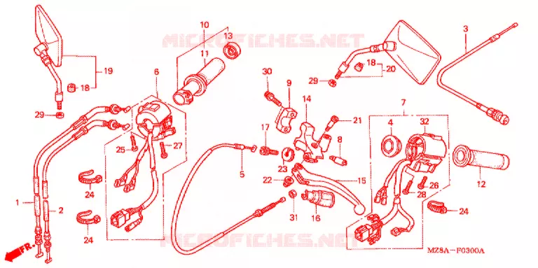 LEVIER DE GUIDON - CABLE - COMMODO Honda MOTO 600 SHADOW 2005  VT600CD5