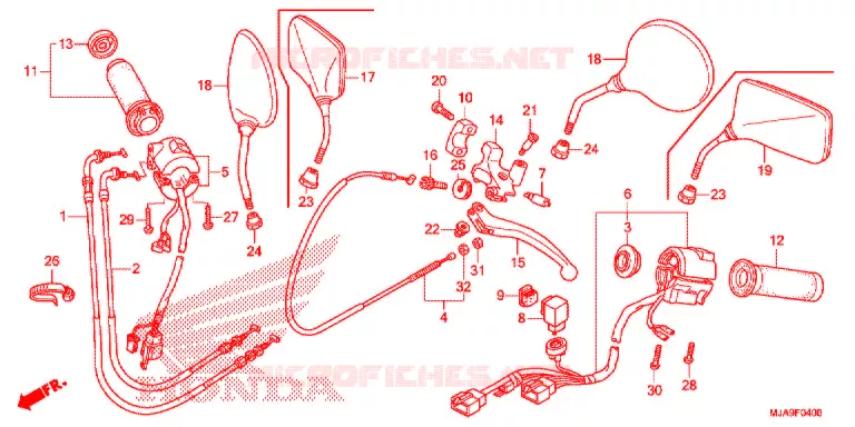 LEVIER DE GUIDON - CABLE - COMMODO Honda MOTO 750 SHADOW 2017  VT750CG