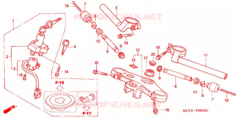 GUIDON - TE DE FOURCHE Honda MOTO 1000 SP 2004  VTR1000SP4_CM