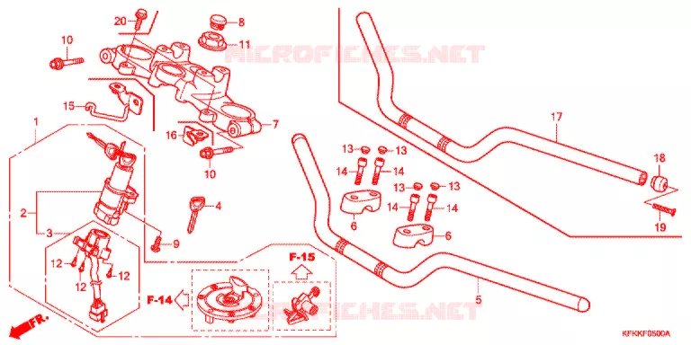 GUIDON - TE DE FOURCHE Honda MOTO 250 VTR 2014  VTR250FD