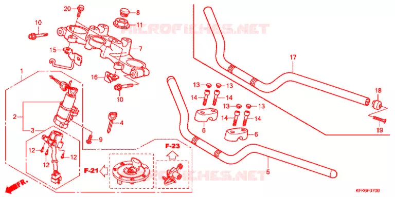 GUIDON - TE DE FOURCHE Honda MOTO 250 VTR 2017  VTR250H