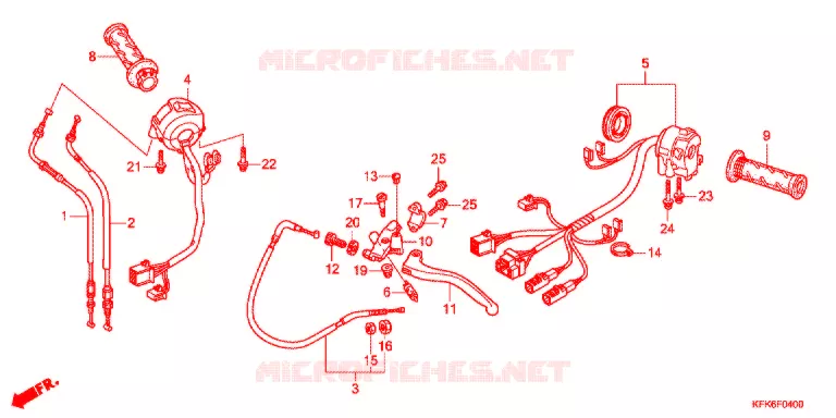 LEVIER DE GUIDON - CABLE - COMMODO Honda MOTO 250 VTR 2017  VTR250LH