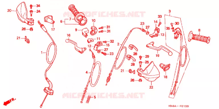 LEVIER DE GUIDON - CABLE Honda MOTO 100 XR 2003  XR100R3