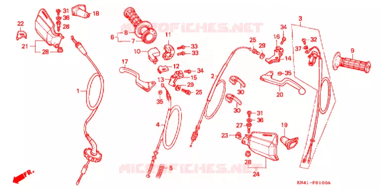 LEVIER DE GUIDON - CABLE - COMMODO Honda MOTO 100 XR 1996  XR100RT