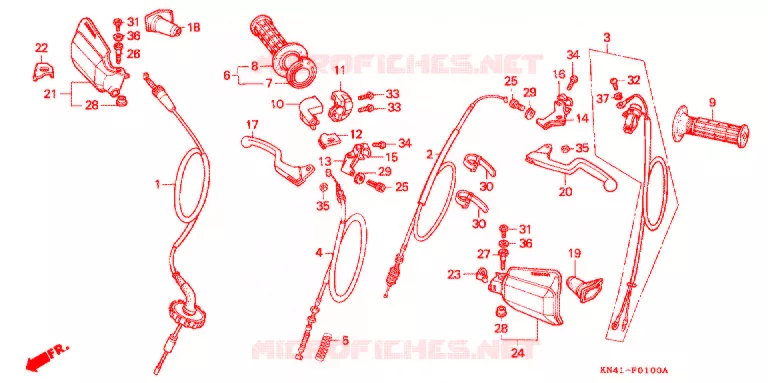 LEVIER DE GUIDON - CABLE - COMMODO Honda MOTO 100 XR 1997  XR100RV