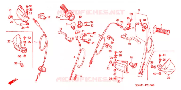 LEVIER DE GUIDON - CABLE - COMMODO Honda MOTO 100 XR 1999  XR100RX