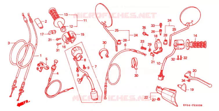 COMMODOS - POIGNEES Honda MOTO 250 XR 1993  XR250LP