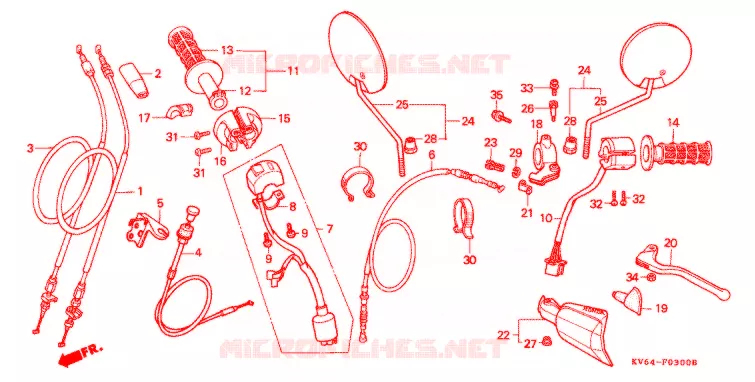 COMMODOS - POIGNEES Honda MOTO 250 XR 1996  XR250LT