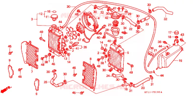 ENSEMBLE RADIATEUR Honda MOTO 750 AFRICA-TWIN 1998  XRV750W_II