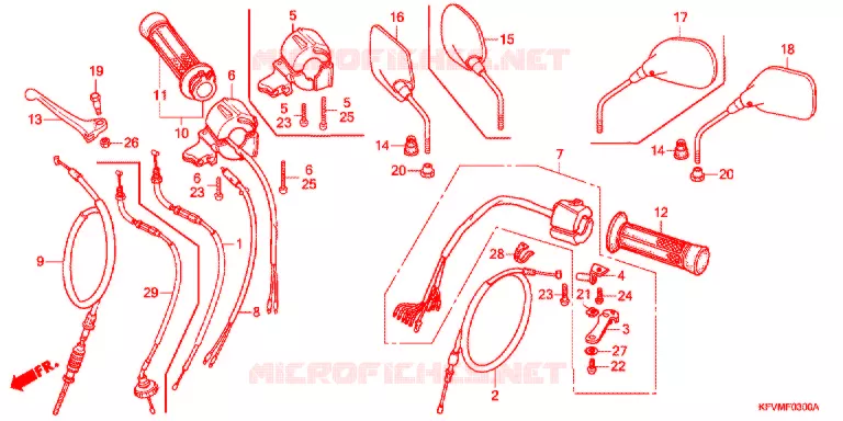 LEVIER DE GUIDON - CABLE - COMMODO Honda MOTO 100 C100 2011  C100MB_MA