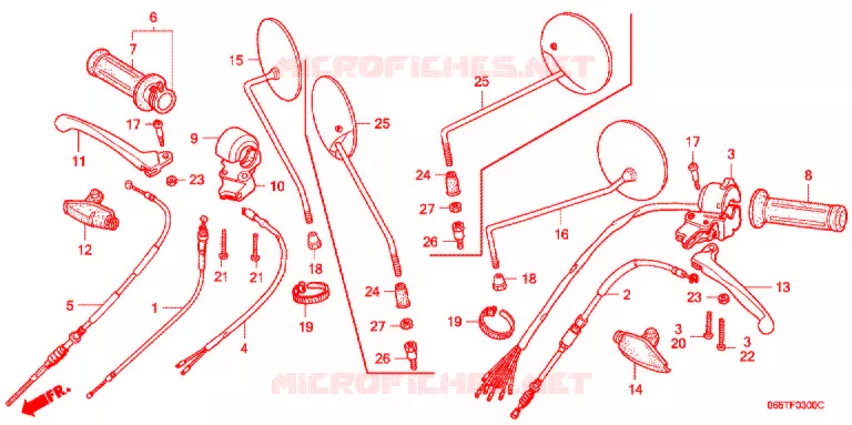 LEVIER DE GUIDON - CABLE - COMMODO Honda MOTO 50 BENLY 1998  CD50SW