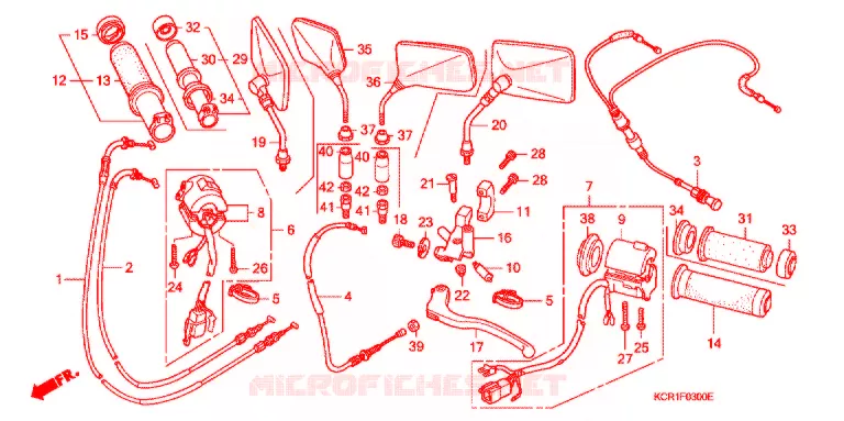 LEVIER DE GUIDON - CABLE - COMMODO Honda MOTO 250 MAGNA 1997  VT250CV