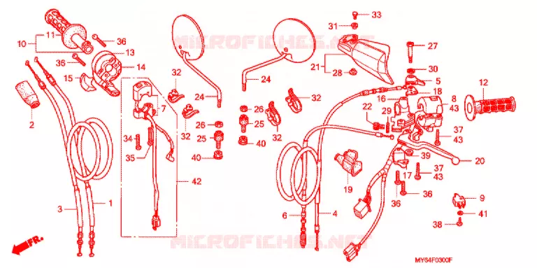 COMMODOS - POIGNEES Honda MOTO 650 XR 1996  XR650LT