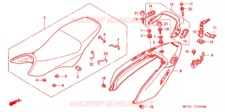 SELLE - CARENAGE ARRIERE Honda MOTO 900 HORNET 2002  CB900F2