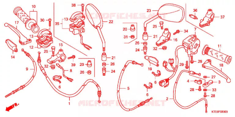 LEVIER DE GUIDON - CABLE - COMMODO (1) Honda MOTO 125 CBF 2007  CBF1256