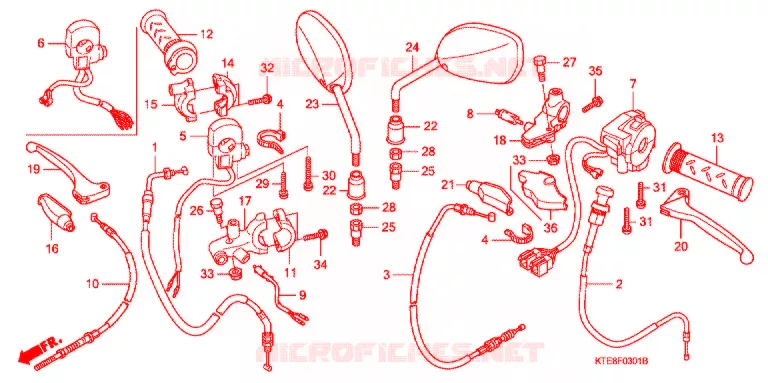 LEVIER DE GUIDON - CABLE - COMMODO (2) Honda MOTO 125 CBF 2011  CBF125M9_M2ID